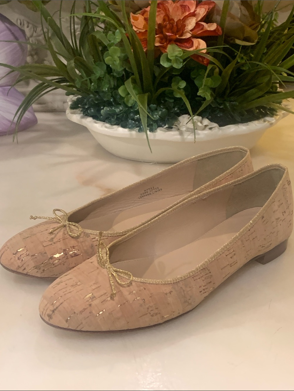 JCrew Tan/Gold Ballet Flats Size 7